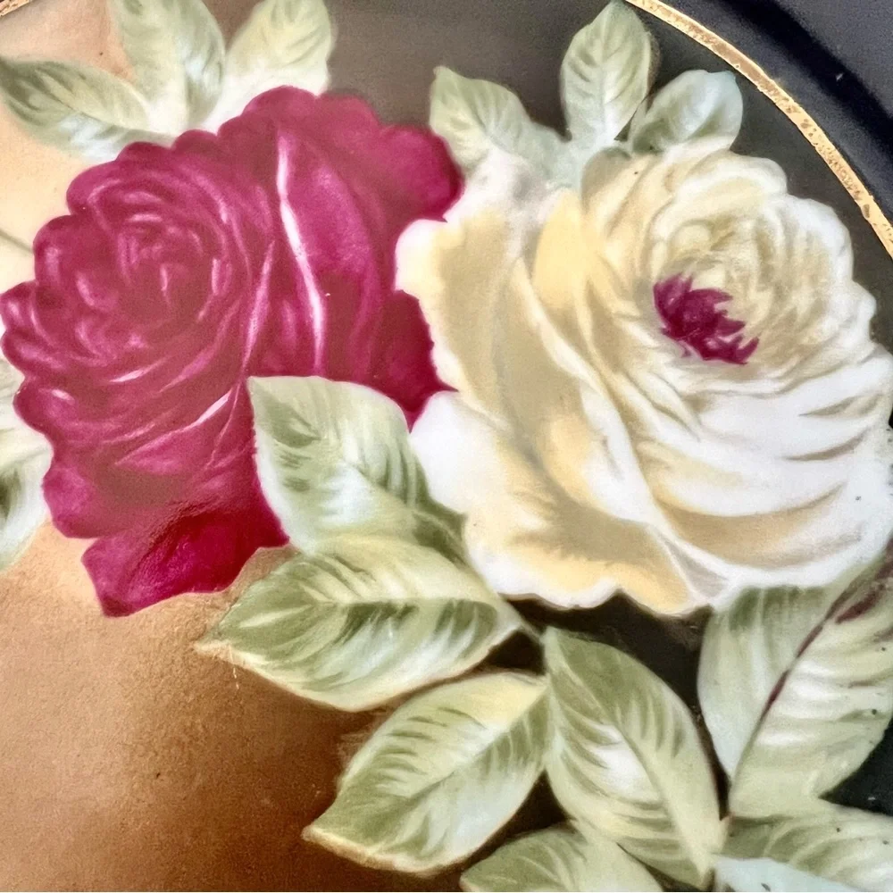 Antique 1891-1906 R.C. Mark, Rosenthal Madeleine Bowl, Cobalt Blue Gold, Rose 9”